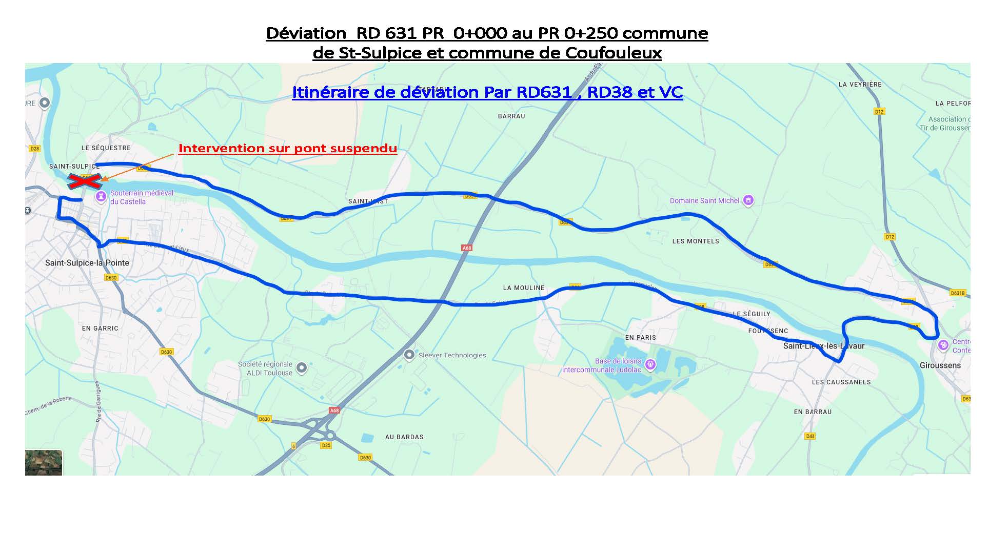 Déviation pont suspendu