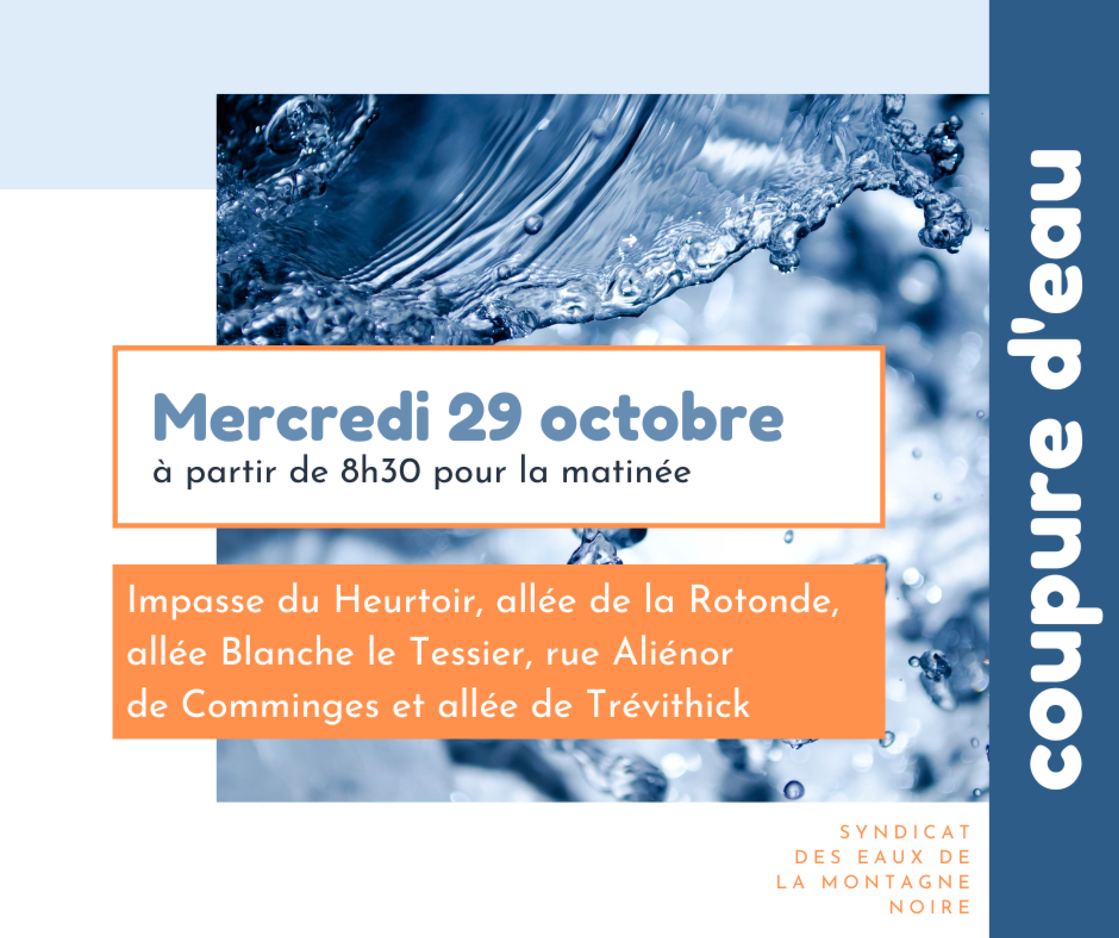 coupure d'eau 29.10.2025